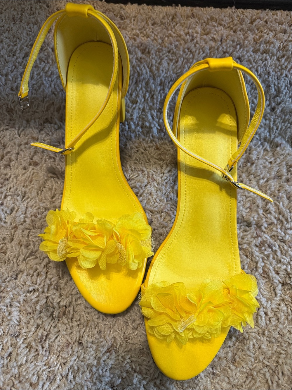 Yellow Floral Ankle-Strap Women's Sandals